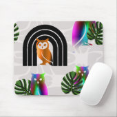 Whimsical Boho Owl & Tropical Monstera Leaf Muismat (Met muis)