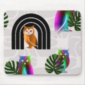 Whimsical Boho Owl & Tropical Monstera Leaf Muismat (Voorkant)