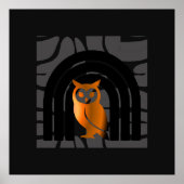 Whimsical Boho Owl & Tropical Monstera Leaf Poster (Voorkant)