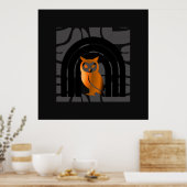 Whimsical Boho Owl & Tropical Monstera Leaf Poster (Keuken)