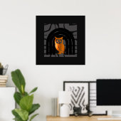 Whimsical Boho Owl & Tropical Monstera Leaf Poster (Thuiskantoor)