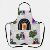 Whimsical Boho Owl & Tropical Monstera Leaf Schort (Voorkant)