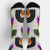 Whimsical Boho Owl & Tropical Monstera Leaf Sokken (Top)