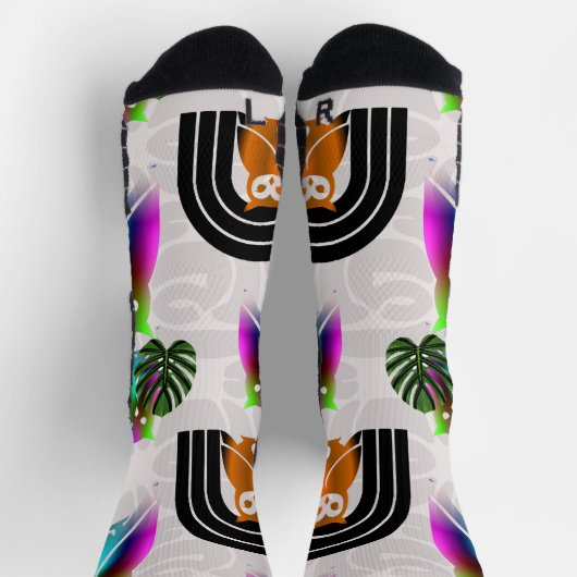 Whimsical Boho Owl & Tropical Monstera Leaf Sokken (Top)