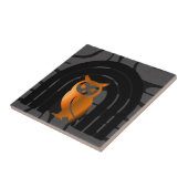 Whimsical Boho Owl & Tropical Monstera Leaf Tegeltje (Zijkant)