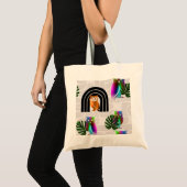 Whimsical Boho Owl & Tropical Monstera Leaf Tote Bag (Voorkant (product))