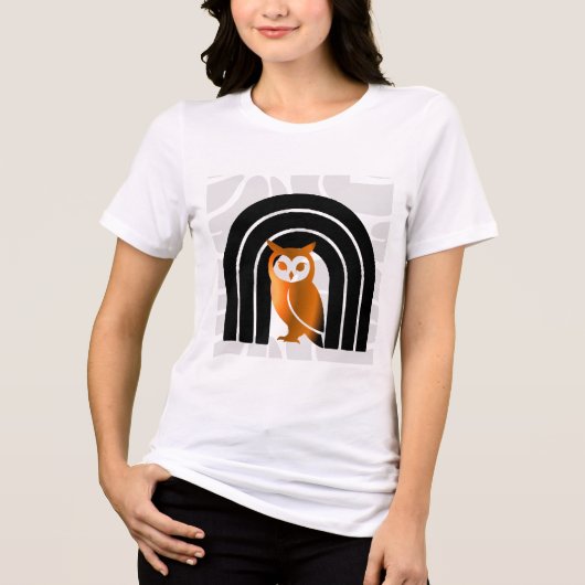 Whimsical Boho Owl & Tropical Monstera Leaf Tri-Blend Shirt (Voorkant)