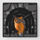 Whimsical Boho Owl & Tropical Monstera Leaf Vierkante Klok (Voorkant)