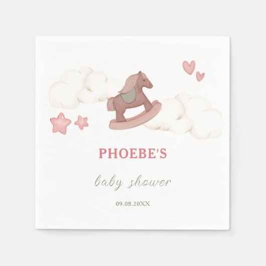 Whimsical Boho Paard Magische Wolk Illustratie Servet (Voorkant)