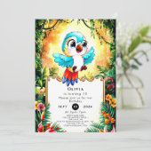 Whimsical Boho Parrot verjaardag Kaart (Staand voorkant)