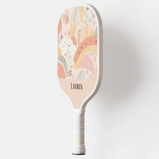 Whimsical Boho Pastel Gepersonaliseerde Abstracte  Pickleball Paddle (Links)