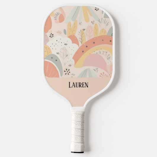 Whimsical Boho Pastel Gepersonaliseerde Abstracte Pickleball Paddle (Achterkant)