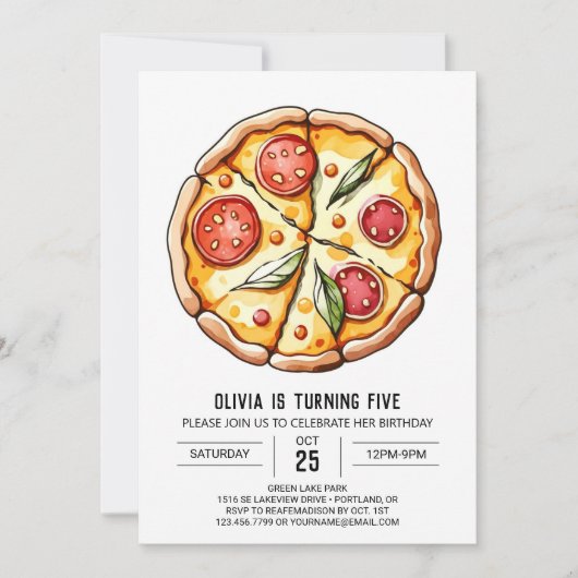 Whimsical Boho Pizza Verjaardag Kaart (Voorkant)