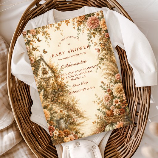 Whimsical Boho Pompoen Baby Shower Kaart