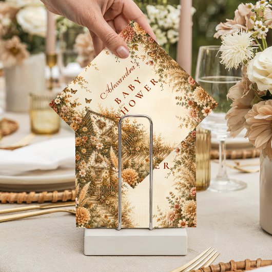 Whimsical Boho Pompoen Baby Shower Servet