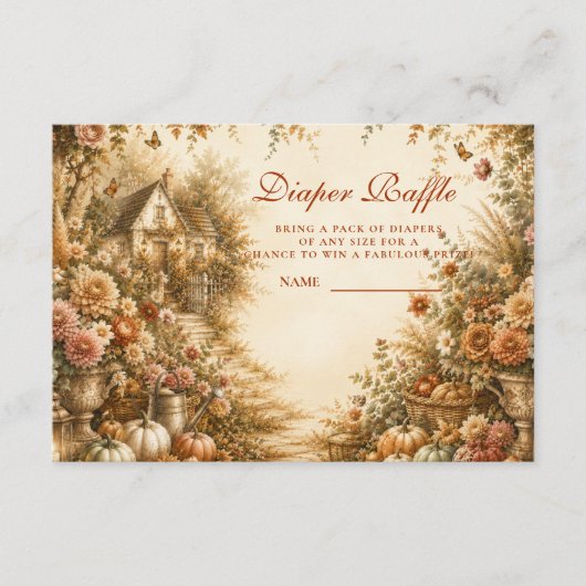 Whimsical Boho Pompoen Luier Raffle Informatiekaartje (Voorkant)