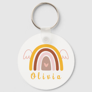Whimsical Boho Rainbow met een persoonlijke naam Sleutelhanger