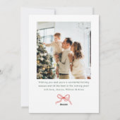 Whimsical Boho Red Christmas Bow Ribbon 2 Foto Feestdagenkaart (Achterkant)