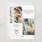 Whimsical Boho Red Christmas Bow Ribbon 3 Foto Feestdagenkaart (Achterkant)