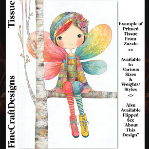 Whimsical Boho Red Haired Fairy DH1R Decoupage Tissuepapier