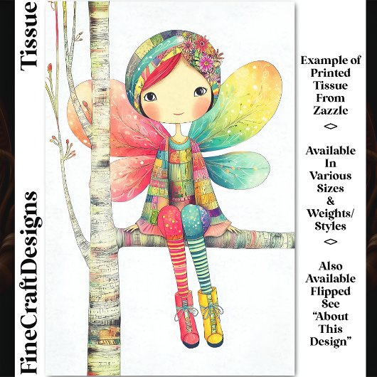Whimsical Boho Red Haired Fairy DH1RF Decoupage Tissuepapier