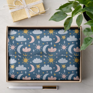 Whimsical Boho Regenboog & Bloemmotief Naadloos Pa Tissuepapier