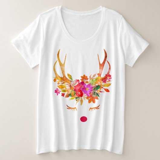 Whimsical Boho Rendier Kerstliefde Grote Maat T-shirt (Design voorkant)