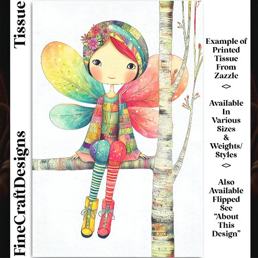 Whimsical Boho Rode Harige Fee DH1LF Decoupage Tissuepapier