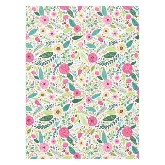 Whimsical boho Roze rozentuin Tafelkleed (Voorkant)