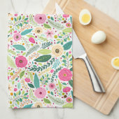 Whimsical boho Roze rozentuin Theedoek (Quarter Fold)