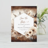 Whimsical boho rustieke bruiloft save the date (Staand voorkant)