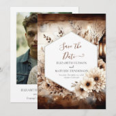 Whimsical boho rustieke bruiloft save the date (Voorkant / Achterkant)