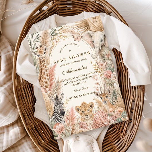 Whimsical Boho Safari Meisje Baby Shower Kaart
