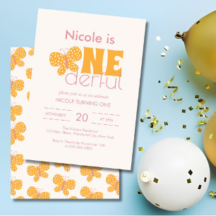 Whimsical Boho Schattige Vlinder Retro 1e Verjaard Kaart