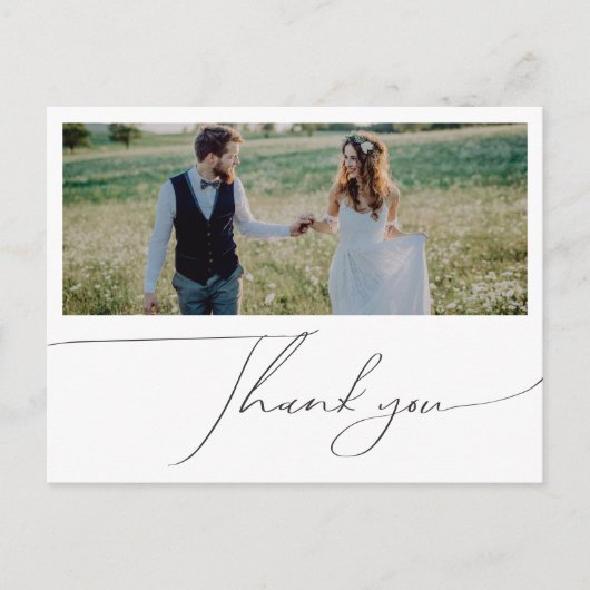 Whimsical Boho Script Horizontale Foto Dank u Briefkaart (Voorkant)