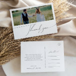 Whimsical Boho Script Horizontale Foto Dank u Briefkaart<br><div class="desc">Deze grillige boho script horizontale foto dank u briefkaart is ideaal voor uw klassieke eenvoudige zwart-wit minimal modern boho bruiloft. Het ontwerp heeft elegante, delicate en romantische handgeschreven kalligrafie belettering met formele armoedige chique typografie. De look zal goed gaan met elk trouwseizoen: lente, zomer, herfst of winter! Het product is...</div>