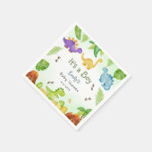 Whimsical Boho Watercolor Dinosaur Greenery Boy  Servet (Hoek)