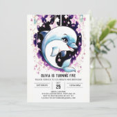 Whimsical Boho Waterverf Dolfijn Verjaardag Kaart (Staand voorkant)