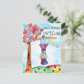 Whimsical boho WILD ONE Girl Kleurrijke Verjaardag Briefkaart (Staand voorkant)