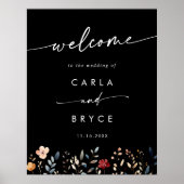 Whimsical Boho Wildbloem DIY Trouwontvangstbord Poster (Voorkant)