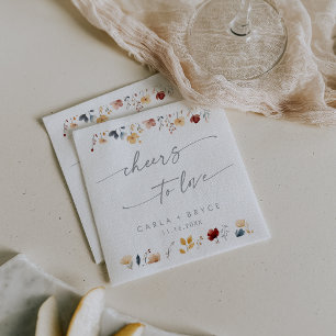 Whimsical Boho Wilde Bloem Cheers voor Huwelijk Servet