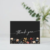 Whimsical Boho Wildebloem Bruiloft Bedankt Briefkaart (Staand voorkant)