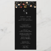Whimsical Boho Wildebloem Monogram Bruiloft Menu (Voorkant)