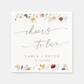 Whimsical Boho Wildflower Cheers to Love Wedding Servet (Voorkant)