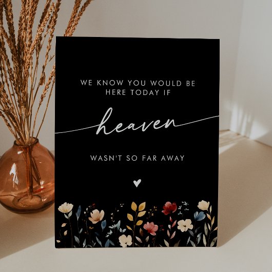 Whimsical Boho Wildflower Heaven Wedding Memorial Reclamebord Met Voetstuk