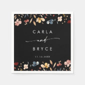 Whimsical Boho Wildflower Monogram Wedding Napkins Servet (Voorkant)