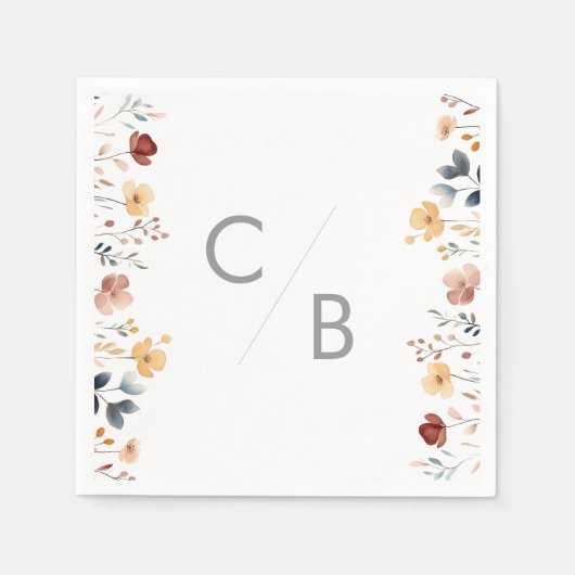 Whimsical Boho Wildflower Monogrammed Napkins Servet (Voorkant)