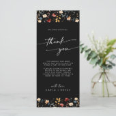 Whimsical Boho Wildflower Thank You Place Card Menu (Staand voorkant)