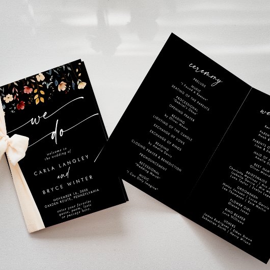 Whimsical Boho Wildflower We Do Folded Wedding Programma