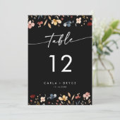 Whimsical Boho Wildflower Wedding Table Numbers Kaart (Staand voorkant)